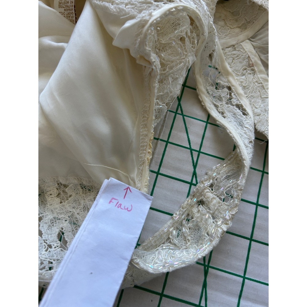 Vintage 90s Cache Ever After Ivory Lace Sequin Maxi Gown Dress Womens 6 Ivory - Picture 8 of 16